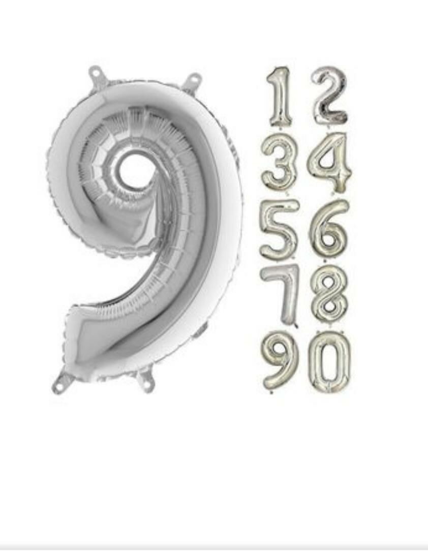 40 INC FOLYO BALON RAKAM GÜMÜŞ 9