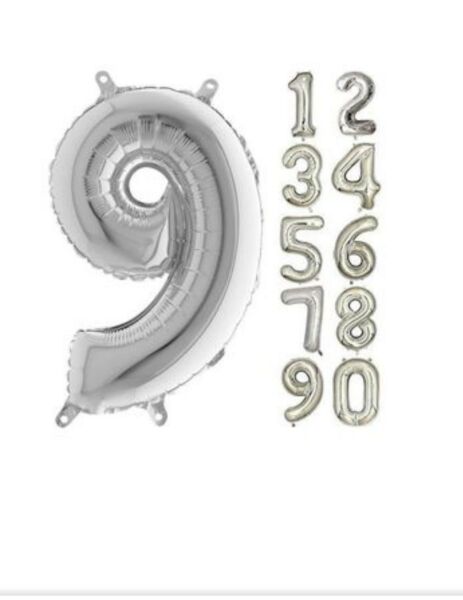 40 INC FOLYO BALON RAKAM GÜMÜŞ 9