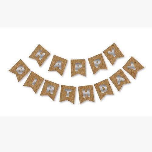 WARAKLI YAZI BANNIR HAPPY BIRTHDAY KRAFT GÜMÜŞ