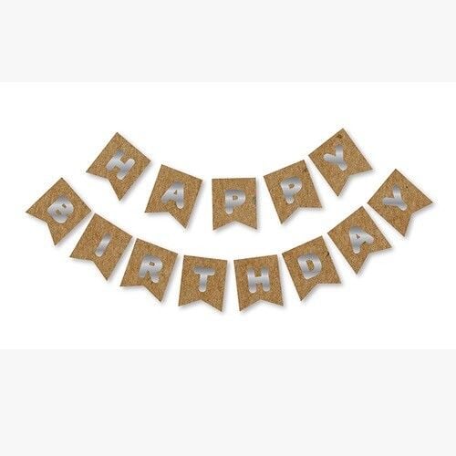 WARAKLI YAZI BANNIR HAPPY BIRTHDAY KRAFT GÜMÜŞ