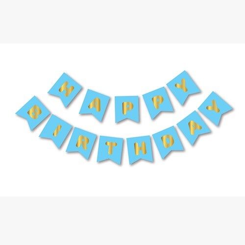 WARAKLI YAZI BANNIR HAPPY BIRTHDAY MAVİ ALTIN