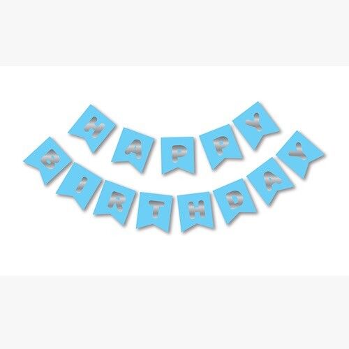 WARAKLI YAZI BANNIR HAPPY BIRTHDAY MAVİ GÜMÜŞ