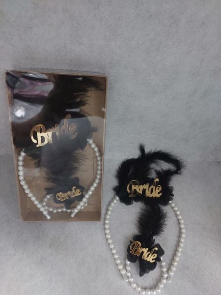 TÜYLÜ TAC BİLEKLİK BRIDE SİYAH GOLD