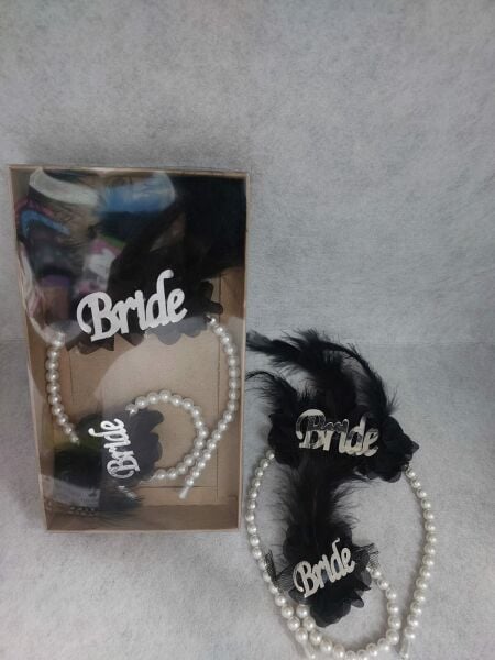 TÜYLÜ TAC BİLEKLİK BRIDE SİYAH GÜMÜŞ