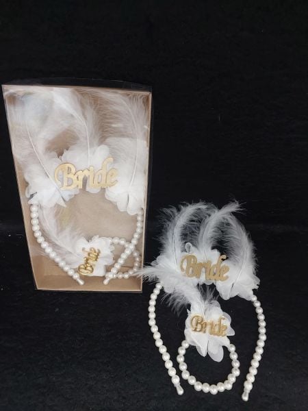 TÜYLÜ TAC BİLEKLİK BRIDE BEYAZ  GOLD