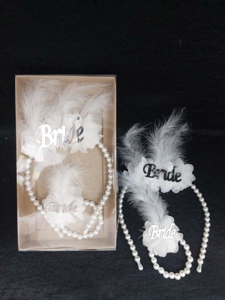 TÜYLÜ TAC BİLEKLİK BRIDE BEYAZ  GÜMÜŞ