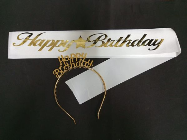 MIKA TAC KUŞAK TAKIM HAPPY BRIDAY ALTIN