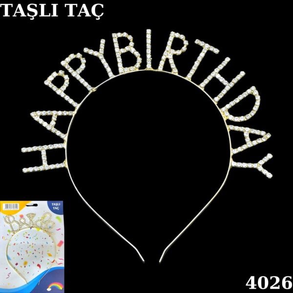 TAŞLI TAÇ HAPPY BRİDAY GOLD