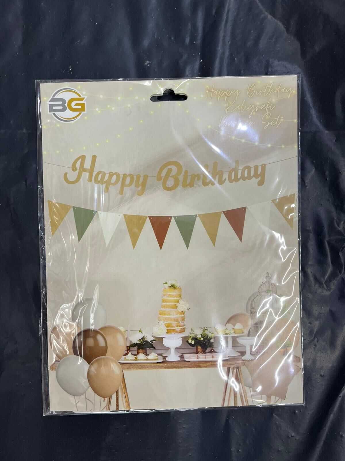 HAPPY BRITHDAY DUZ FLAMALI KALOGRAFİ BEJ