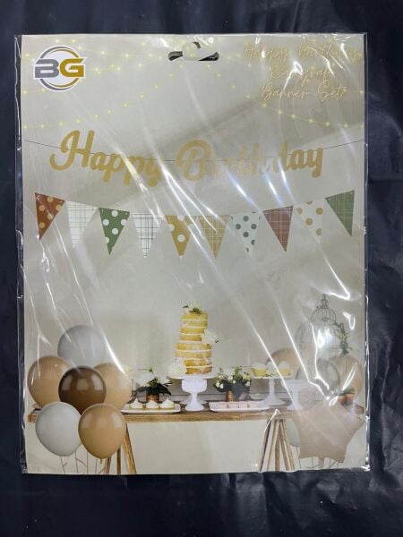 HAPPY BRITHDAY PUANLI FLAMALI KALOGRAFİ BEJ