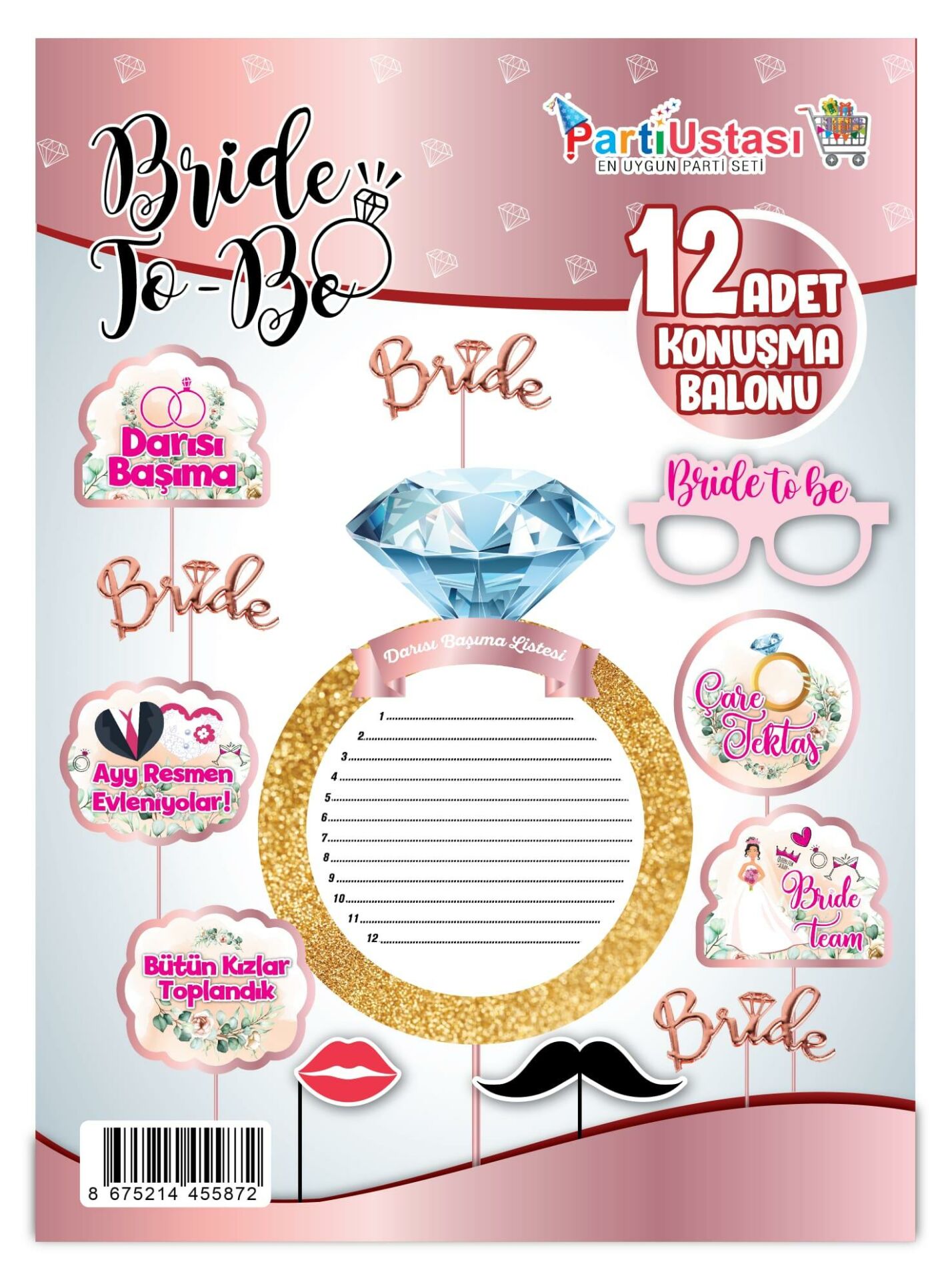 KONUŞMA BALONU SET 12 Lİ BRİDE