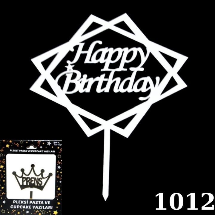 PASTA YAZISI PLEKSİ HAPPY BIRTHDAY ÇERÇEVELİ GÜMÜŞ