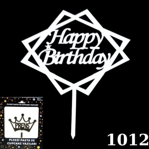 PASTA YAZISI PLEKSİ HAPPY BIRTHDAY ÇERÇEVELİ GÜMÜŞ