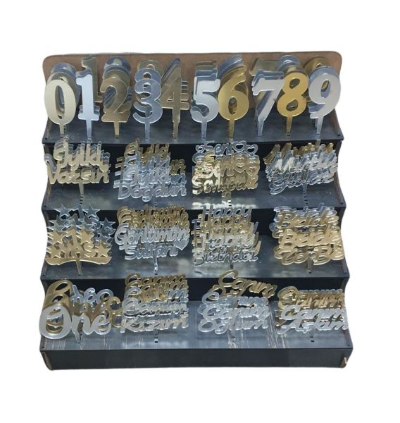 SET PLEKSİ PASTA YAZISI 120 ADET VE  RKM 100 GÜMÜŞ
