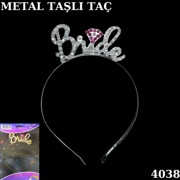 TAÇ TAŞLI METAL BRİDE TOBE GÜMÜŞ