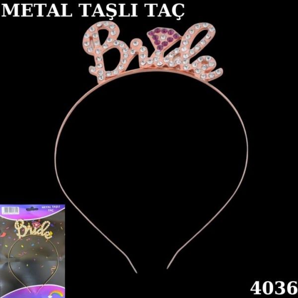 TAÇ TAŞLI METAL BRİDE TOBE BRONZ